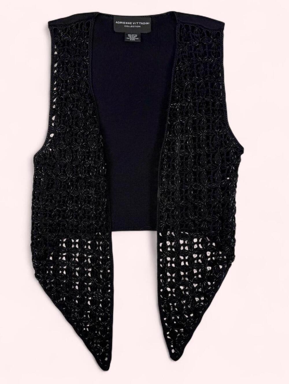 Black beaded crochet vest